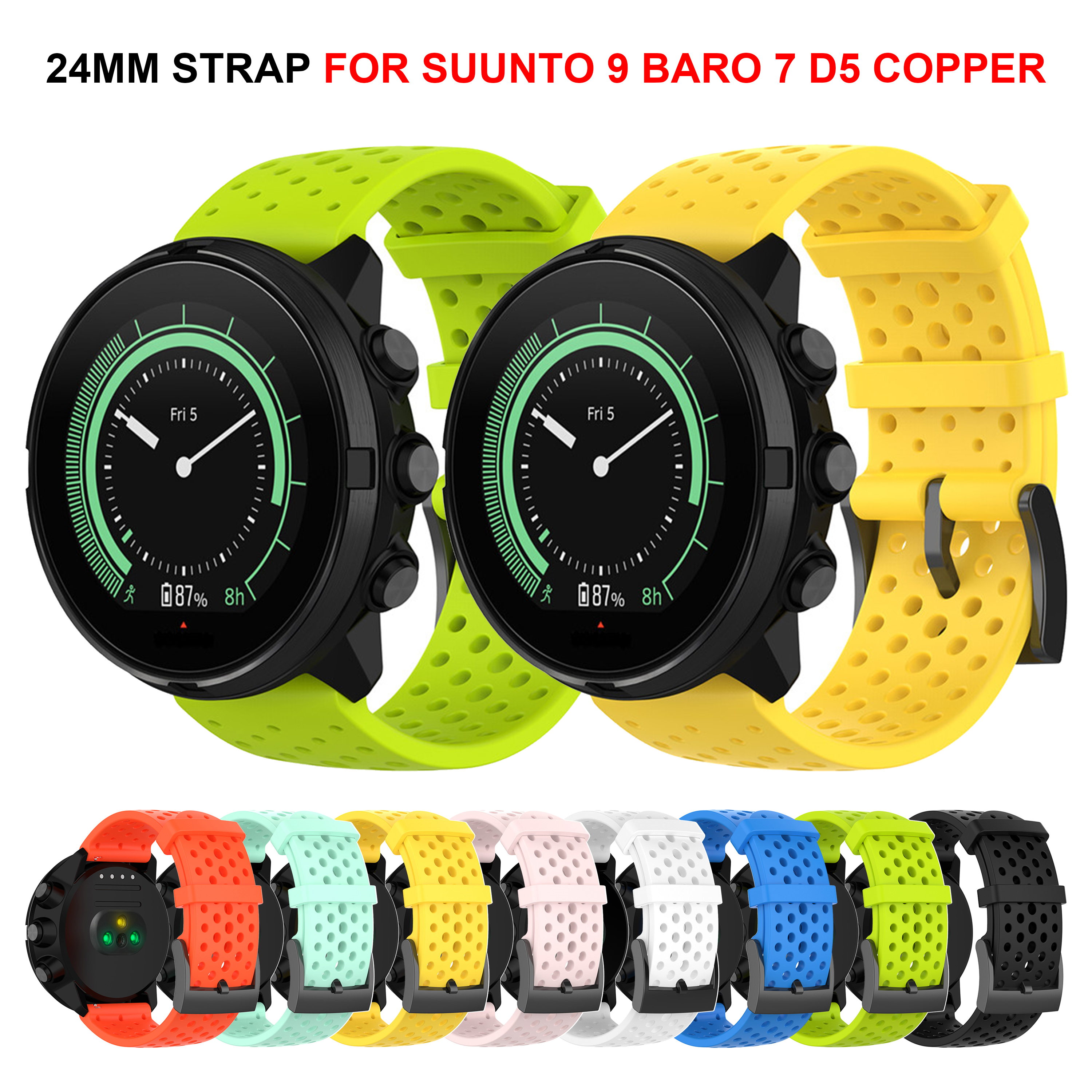 Fossil Watches Smartwatch Hybrid - 24mm Silicone Strap for SUUNTO D5