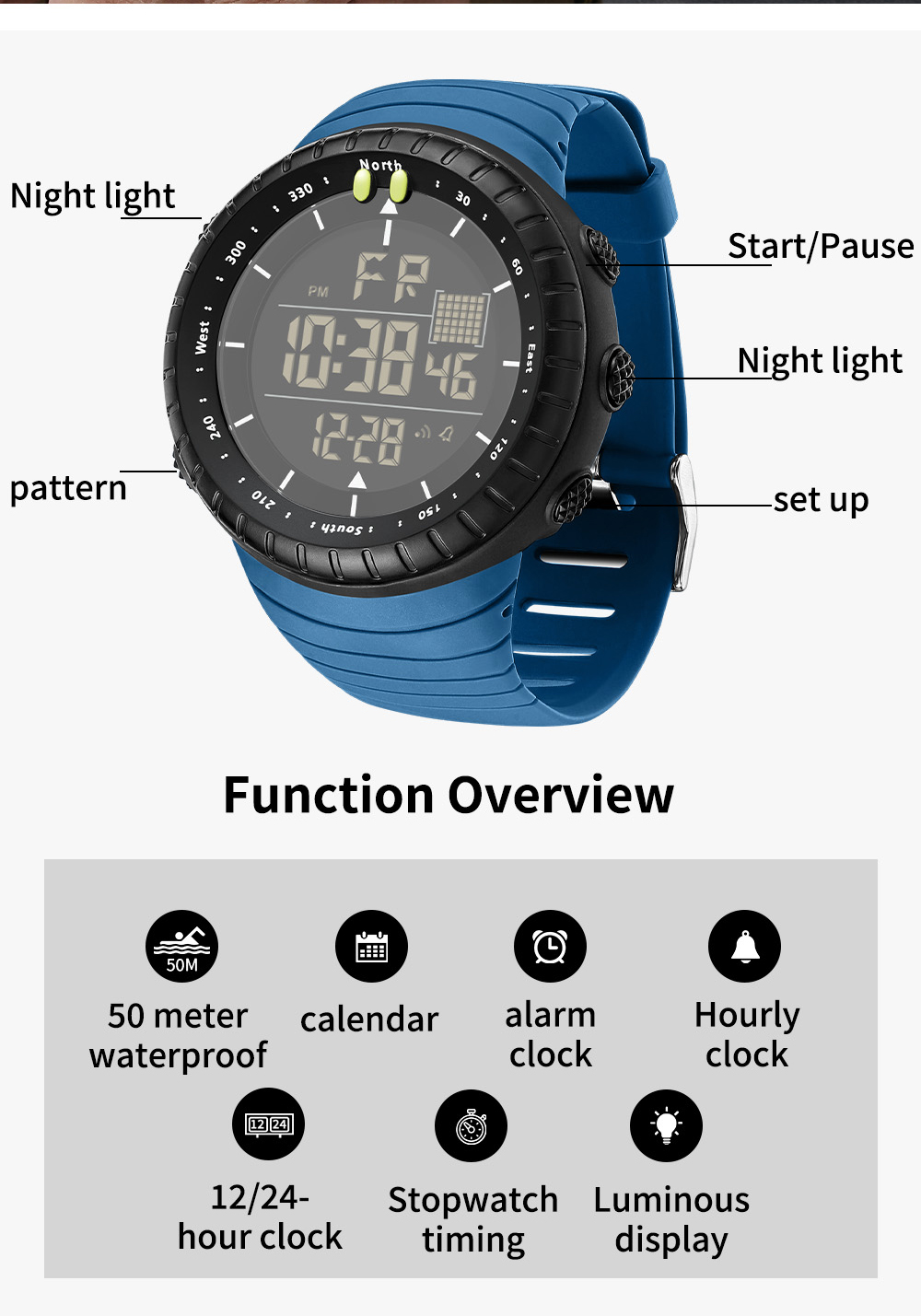 SANDA New 6256 Men's Electroni - Tide Watch Surf reseña y precio