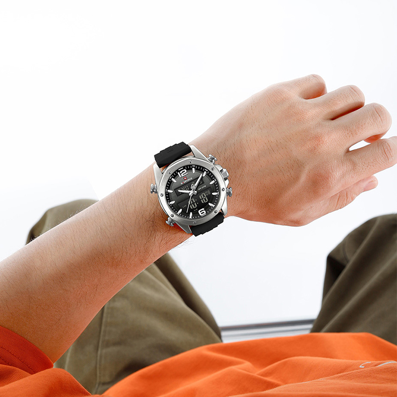 NAVIFORCE Men Quartz LCD Dual  - Tide Watch Surf reseña y precio