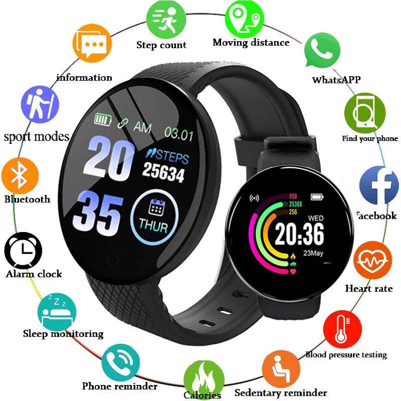 D18 Smart Watch Heart Rate Mon - Watch Smart Y68 reseña y precio